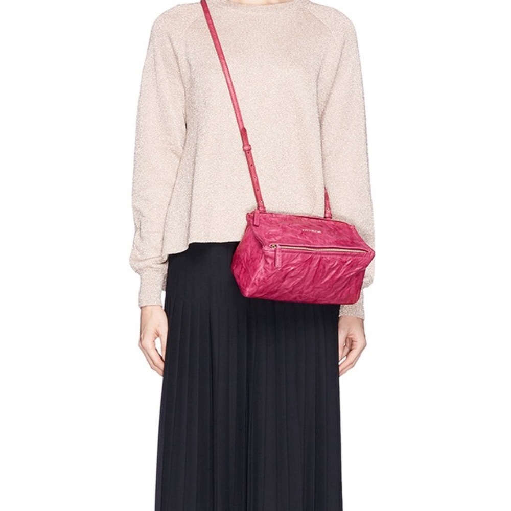 Givenchy Mini Pandora Pebbled Crossbody Cherry Red - Picture 2 of 8